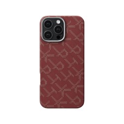 Husa carbon Pitaka pentru Apple iPhone 16 Pro, aramida kevlar, rosu/auriu