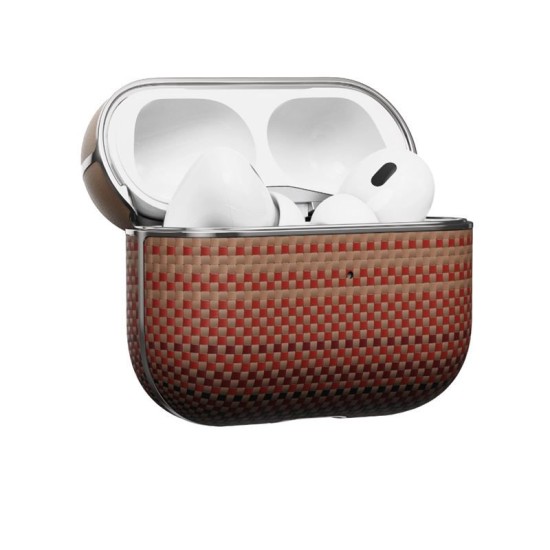Husa magnetica din fibra de aramida Pitaka pentru AirPods Pro 2, model Sunset (Pro 2, APM2402) by www.silkase.ro