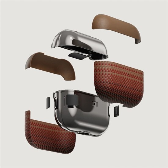 Husa magnetica din fibra de aramida Pitaka pentru AirPods Pro 2, model Sunset (Pro 2, APM2402) by www.silkase.ro
