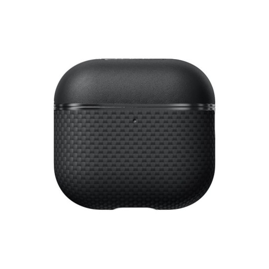 Carcasa Pitaka Aramid Fiber Magnetic Case pentru AirPods 4, negru/gri (4, APM2404) by www.silkase.ro