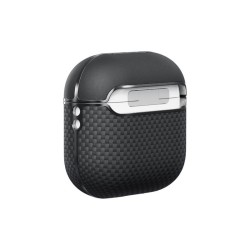 Carcasa Pitaka Aramid Fiber Magnetic Case pentru AirPods 4, negru/gri Carcasa Pitaka Aramid Fiber Magnetic Case pentru AirPods 4, negru/gri