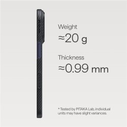 Husa ultra-subtire Pitaka pentru iPhone 17 Pro, negru/gri Husa ultra-subtire Pitaka pentru iPhone 17 Pro, negru/gri