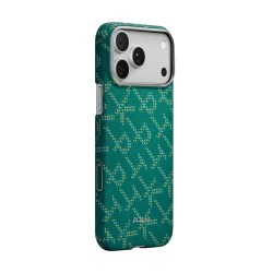 Husa ultra-subtire Pitaka pentru iPhone 17 Pro, model Monogram auriu/verde