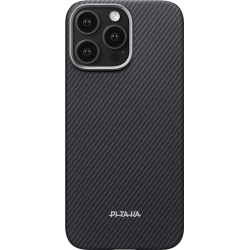 Husă Pitaka Ultra-Slim pentru iPhone 16 Pro Max, Black/Grey (PitaTap)