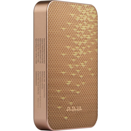 Baterie Externă Pitaka Power Bank Qi2, 10.000 mAh, Golden Glint (Baterii Externe (Powerbanks), PBQ2504) by www.silkase.ro