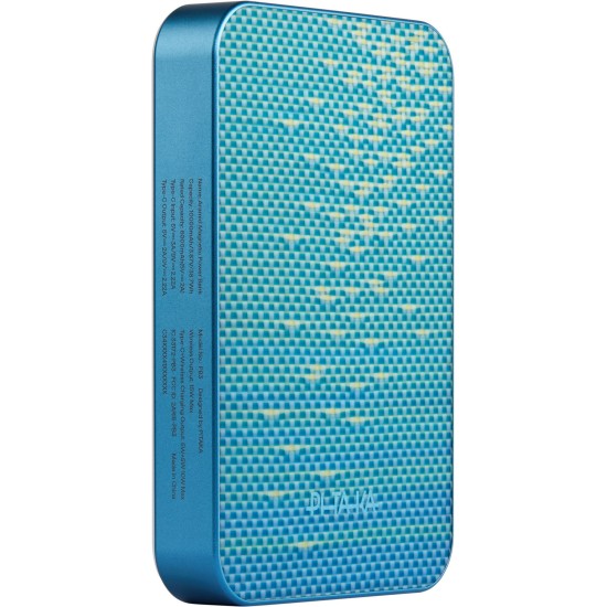 Baterie Externă Pitaka Power Bank Qi2, 10 000 mAh, Wireless Charging, Lucid Blue (Baterii Externe, PBQ2505) by www.silkase.ro