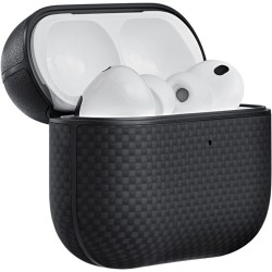 Husă Magnetică Pitaka din Fibră de Aramidă pentru AirPods Pro 3, Black/Grey