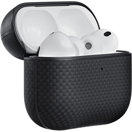Husă Magnetică Pitaka din Fibră de Aramidă pentru AirPods Pro 3, Black/Grey (Pro 3, APM2501) by www.silkase.ro