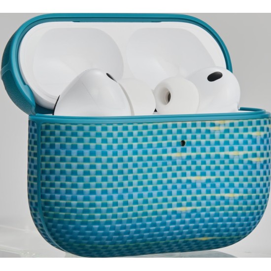 Husă Magnetică Pitaka din Fibră de Aramidă, Lucid Blue - AirPods Pro 3 Husă Magnetică Pitaka din Fibră de Aramidă, Lucid Blue - AirPods Pro 3 (Pro 3, APM2505) by www.silkase.ro
