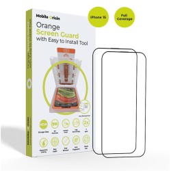 Set 2 folii sticla cu sistem de montare Mobile Origin Orange Screen Guard compatibil cu iPhone 15 Black
