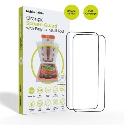 Set 2 folii sticla cu sistem de montare Mobile Origin Orange Screen Guard compatibil cu iPhone 15 Plus Black
