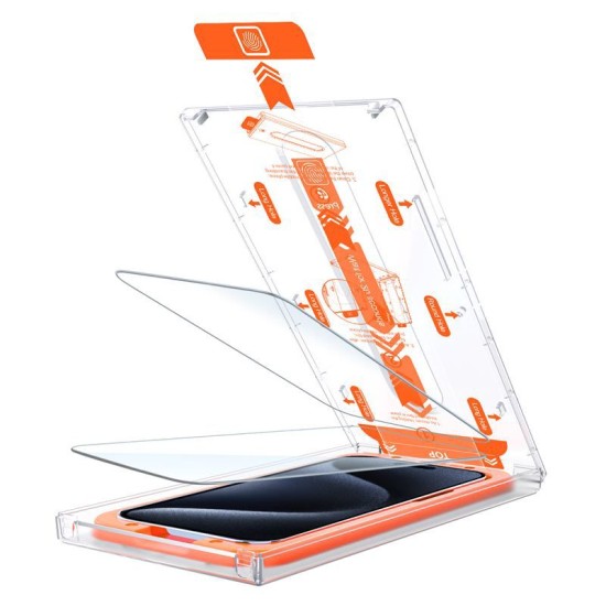 Set 2 folii sticla cu sistem de montare Mobile Origin Orange Screen Guard compatibil cu iPhone 15 / 15 Pro Clear (Mobile Origin, Ingredi) by www.silkase.ro Set 2 folii sticla cu sistem de montare Mobile Origin Orange Screen Guard compatibil cu iPhone 15 / 15 Pro Clear (Ingredi, SGA-i15Pro-2pk) by www.silkase.ro