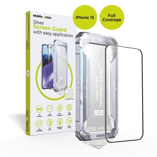 Folie sticla cu sistem de montare Mobile Origin Yellow Screen Guard compatibila cu iPhone 15 Black (Mobile Origin, Ingredi) by www.silkase.ro Folie sticla cu sistem de montare Mobile Origin Yellow Screen Guard compatibila cu iPhone 15 Black (Ingredi, SGZ-i15) by www.silkase.ro