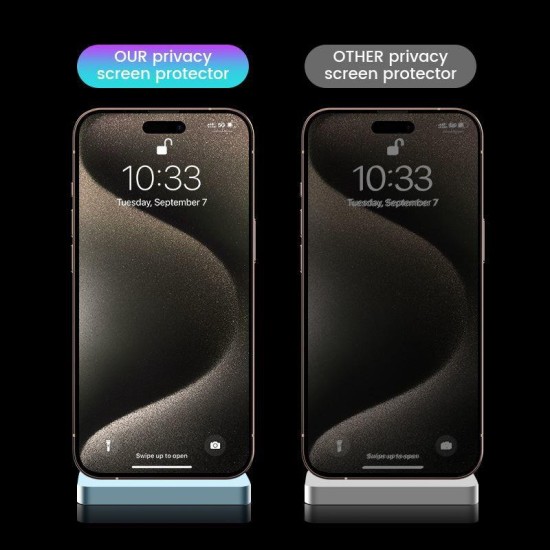 Set 2 folii sticla cu sistem de montare Mobile Origin Privacy Screen Guard compatibil cu iPhone 15 Pro Black (Ingredi, SGA-FP-i15Pro-2pk) by www.silkase.ro