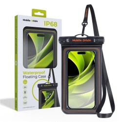 Husa waterproof universala Mobile Origin pentru dispozitive 6.8 inch, IPX8, Negru/Portocaliu