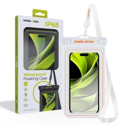 Husa waterproof universala Mobile Origin pentru dispozitive 6.8 inch, IPX8, Alb/Portocaliu