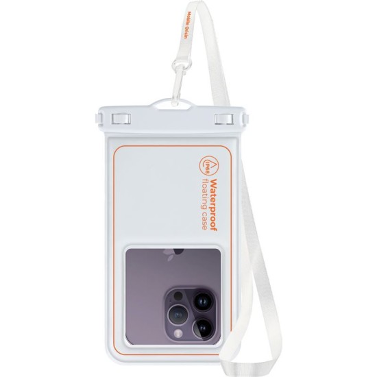 Husa waterproof universala Mobile Origin pentru dispozitive 6.8 inch, IPX8, Alb/Portocaliu (Huse Waterproof și Subacvatice, DBXL-WHT-ORG01) by www.silkase.ro