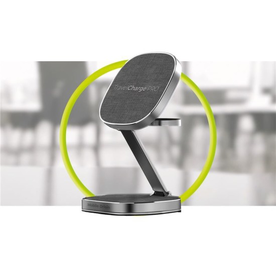 Incarcator Wireless 3 in 1 Mobile Origin TravelCharge PRO, Compatibil MagSafe, 15W, Cablu USB-C inclus, Gri (Incarcatoare, TC31-UC-GRY) by www.silkase.ro