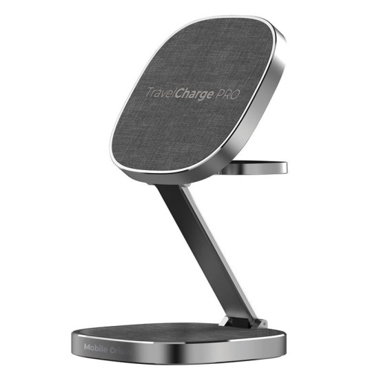 Incarcator Wireless 3 in 1 Mobile Origin TravelCharge PRO, Compatibil MagSafe, 15W, Cablu USB-C inclus, Gri (Incarcatoare, TC31-UC-GRY) by www.silkase.ro