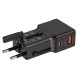 Incarcator retea tip adaptor Mobile Origin Travel, EU/US/UK/AU, 25W, USB/USB-C, Negru (Incarcatoare, TAD25-2P-BLK) by www.silkase.ro