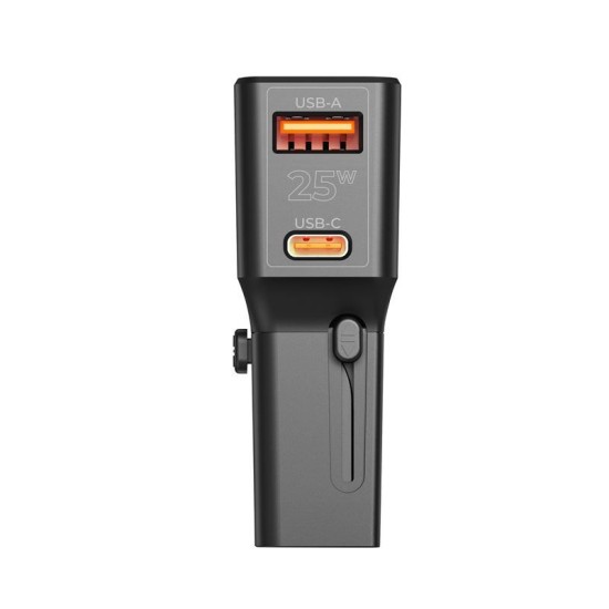 Incarcator retea tip adaptor Mobile Origin Travel, EU/US/UK/AU, 25W, USB/USB-C, Negru (Incarcatoare, TAD25-2P-BLK) by www.silkase.ro