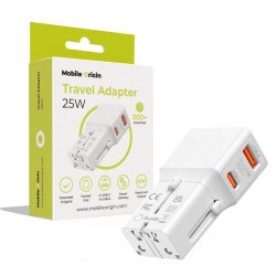Incarcator retea tip adaptor Mobile Origin Travel, EU/US/UK/AU, 25W, USB/USB-C, Alb