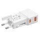 Incarcator retea tip adaptor Mobile Origin Travel, EU/US/UK/AU, 25W, USB/USB-C, Alb (Incarcatoare, TAD25-2P-WHT) by www.silkase.ro