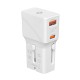 Incarcator retea tip adaptor Mobile Origin Travel, EU/US/UK/AU, 25W, USB/USB-C, Alb (Incarcatoare, TAD25-2P-WHT) by www.silkase.ro