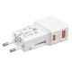 Incarcator retea tip adaptor Mobile Origin Travel, EU/US/UK/AU, 25W, USB/USB-C, Alb (Incarcatoare, TAD25-2P-WHT) by www.silkase.ro