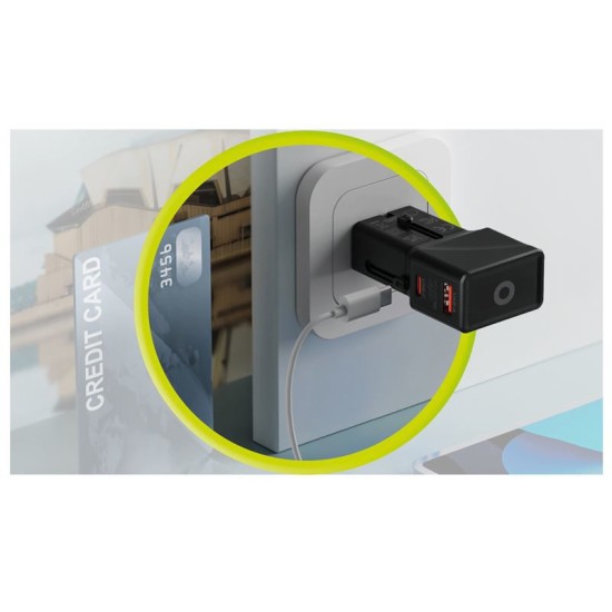 Incarcator retea tip adaptor Mobile Origin Travel, EU/US/UK/AU, 25W, USB/USB-C, Alb (Incarcatoare, TAD25-2P-WHT) by www.silkase.ro