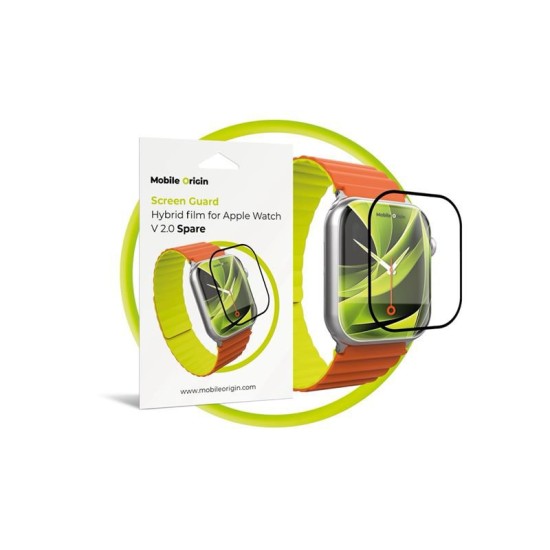 Folie hibrida de rezerva pentru kit Mobile Origin Screen Guard compatibila cu Apple Watch Ultra/Ultra 2 49mm Black (Ingredi, SGA-SP-AWU) by www.silkase.ro