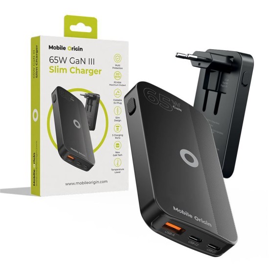 Incarcator retea Mobile Origin GaN 3, USB, 2x USB-C, 65W, Design slim, Negru (Mobile Origin, Incarcatoare) by www.silkase.ro Incarcator retea Mobile Origin GaN 3, USB, 2x USB-C, 65W, Design slim, Negru (Incarcatoare, GAN-65W-SLM-BLK) by www.silkase.ro