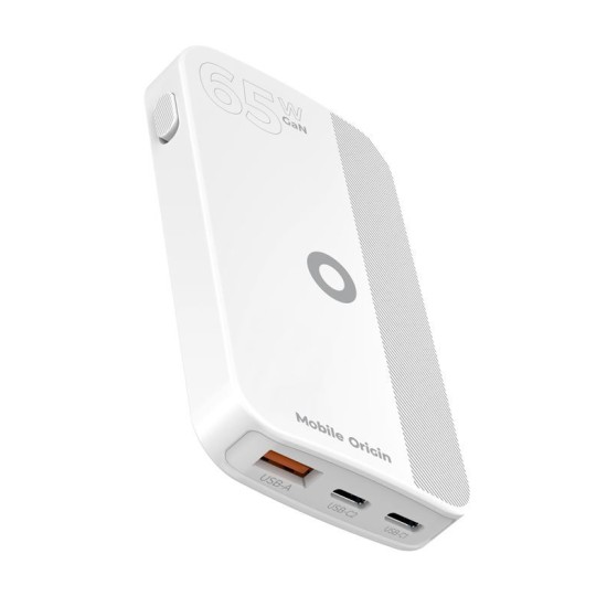 Incarcator retea Mobile Origin GaN 3, USB, 2x USB-C, 65W, Design slim, Alb (Incarcatoare, GAN-65W-SLM-WHT) by www.silkase.ro