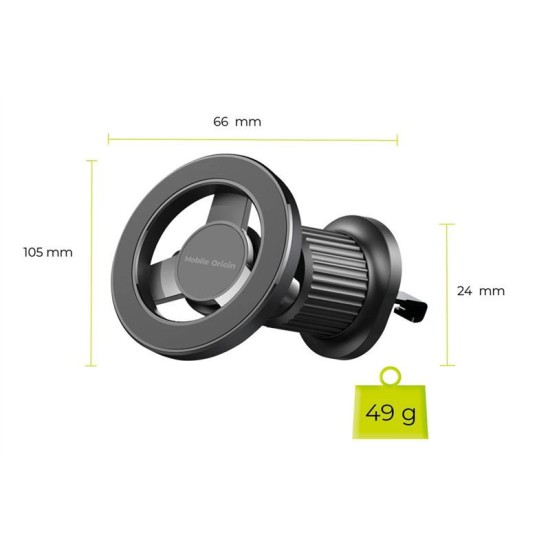 Suport auto Mobile Origin, Air Vent Mount, Compatibil MagSafe, Rotire 360 grade, Negru (Mobile Origin, Suport auto) by www.silkase.ro Suport auto Mobile Origin, Air Vent Mount, Compatibil MagSafe, Rotire 360 grade, Negru (Suport auto, FRL-MGCH-01-BLK) by www.silkase.ro