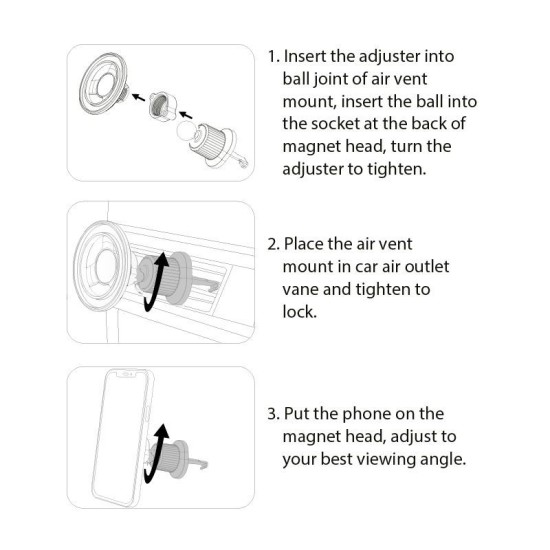 Suport auto Mobile Origin, Air Vent Mount, Compatibil MagSafe, Rotire 360 grade, Negru (Mobile Origin, Suport auto) by www.silkase.ro Suport auto Mobile Origin, Air Vent Mount, Compatibil MagSafe, Rotire 360 grade, Negru (Suport auto, FRL-MGCH-01-BLK) by www.silkase.ro