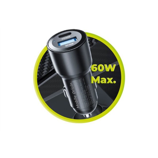 Incarcator auto Mobile Origin, 60W USB-C and USB-A (Mobile Origin, Incarcatoare Auto) by www.silkase.ro Incarcator auto Mobile Origin, 60W USB-C and USB-A (Incarcatoare Auto, FRL-CCH60W-01) by www.silkase.ro