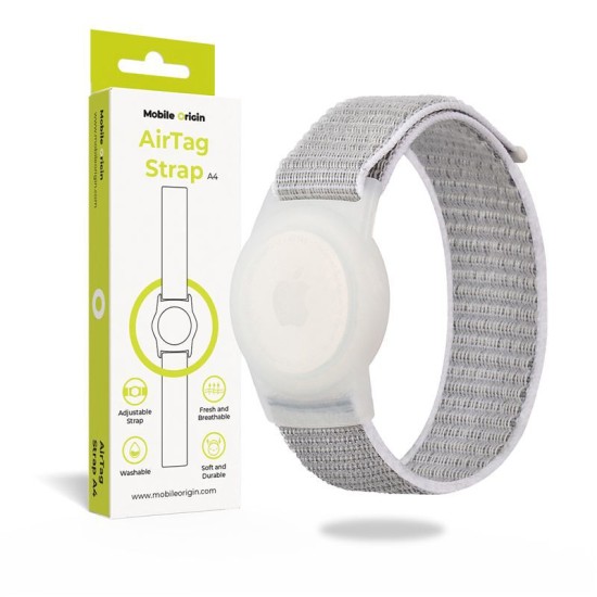 Husa si curea Mobile Origin Strap compatibila cu Apple AirTag Grey (Ingredi, FRL-ATSTR-GRY) by www.silkase.ro
