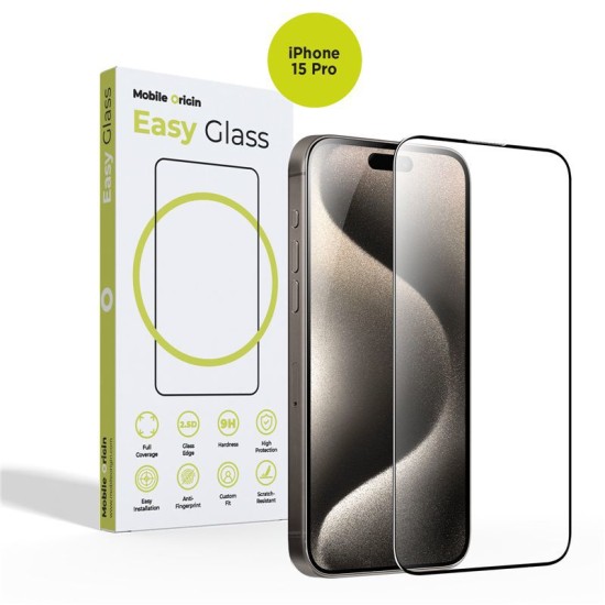 Folie sticla Mobile Origin EasyGlass compatibila cu iPhone 15 Pro Black (Ingredi, FRL-EG-i15Pro) by www.silkase.ro