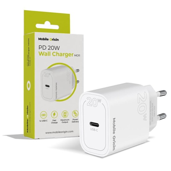 Incarcator retea Mobile Origin MO11, USB-C, PD 20W, Alb (Mobile Origin, Incarcatoare) by www.silkase.ro Incarcator retea Mobile Origin MO11, USB-C, PD 20W, Alb (Incarcatoare, FRL-PD20W-MO11) by www.silkase.ro