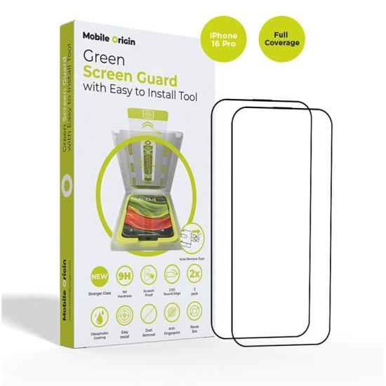 Set 2 Sticle pentru iPhone 16 Pro, Mobile Origin, suport aplicare, Full Display (iPhone 16 Pro, SGA-F-i16Pro-2pk) by www.silkase.ro