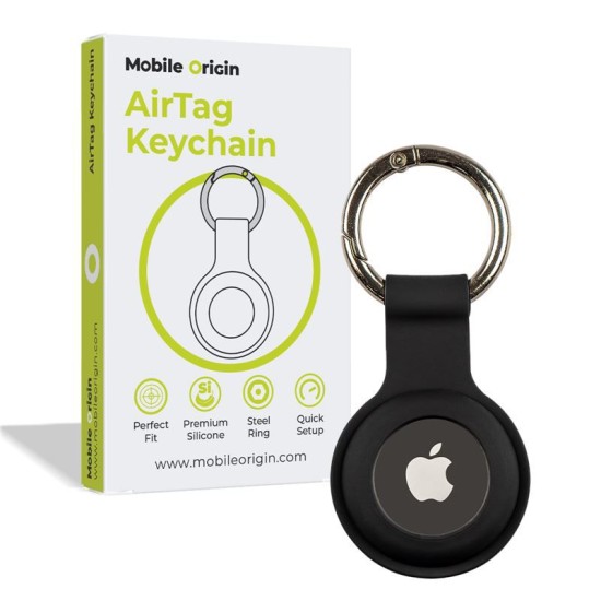 Husa de protectie tip breloc Mobile Origin Key Chain compatibila cu Apple AirTag Negru (Ingredi, FRL-ATKC-BLK) by www.silkase.ro