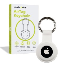 Husa de protectie tip breloc Mobile Origin Key Chain compatibila cu Apple AirTag Alb