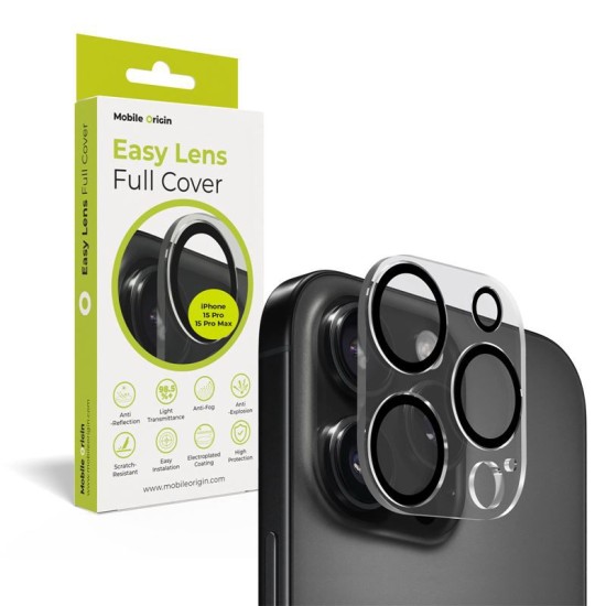 Folie sticla camera foto Mobile Origin Easy Lens compatibila cu iPhone 15 Pro / 15 Pro Max Clear (Ingredi, FRL-LGFC-i15Pro-CLR) by www.silkase.ro