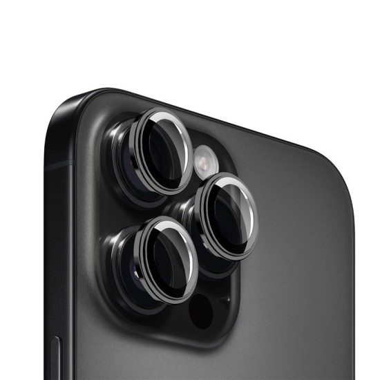 Set 3 protectii sticla camera foto Mobile Origin Easy Lens Guards compatibil cu iPhone 16 Pro / 16 Pro Max Black (Ingredi, FRL-LSG-i16Pro-BLK) by www.silkase.ro