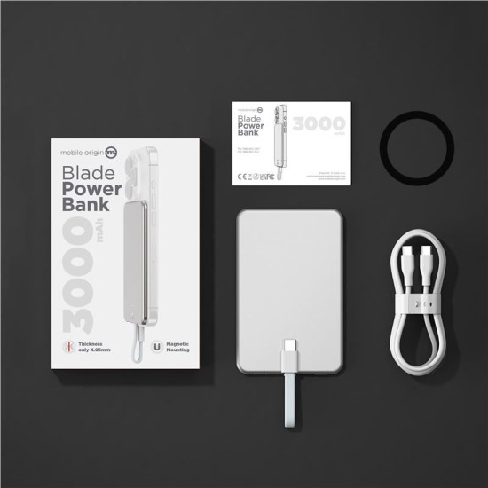 Baterie externa magnetica Mobile Blade Origin 3000mAh, argintiu (Mobile Origin, Baterii Externe) by www.silkase.ro Baterie externa magnetica Mobile Blade Origin 3000mAh, argintiu (Baterii Externe, PBB-3KC-SLV) by www.silkase.ro