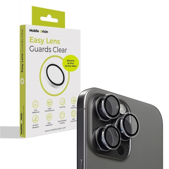 Set 3 protectii sticla camera foto Mobile Origin Easy Lens Guards compatibil cu iPhone 15 Pro / 15 Pro Max Clear (Mobile Origin, Ingredi) by www.silkase.ro Set 3 protectii sticla camera foto Mobile Origin Easy Lens Guards compatibil cu iPhone 15 Pro / 15 Pro Max Clear (Ingredi, FRL-LSG-i15Pro-CLR) by www.silkase.ro