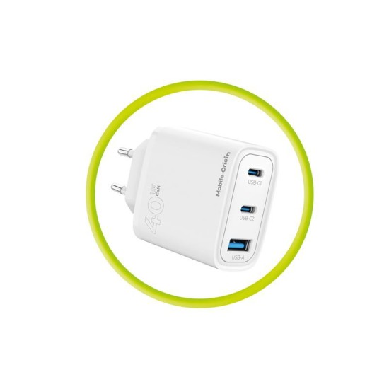 Incarcator retea Mobile Origin MO13, GaN, USB, 2x USB-C, 40W, Alb (Mobile Origin, Incarcatoare) by www.silkase.ro Incarcator retea Mobile Origin MO13, GaN, USB, 2x USB-C, 40W, Alb (Incarcatoare, FRL-GAN40W-MO13) by www.silkase.ro