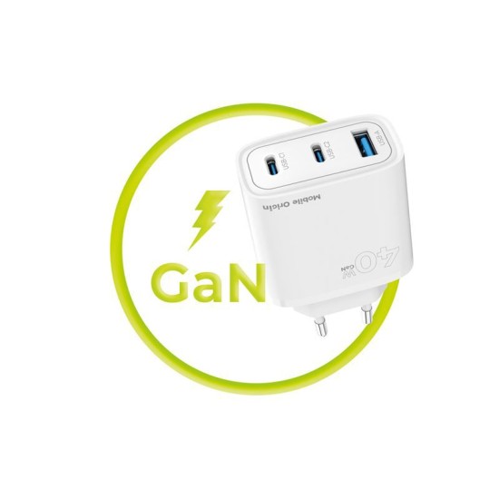 Incarcator retea Mobile Origin MO13, GaN, USB, 2x USB-C, 40W, Alb (Mobile Origin, Incarcatoare) by www.silkase.ro Incarcator retea Mobile Origin MO13, GaN, USB, 2x USB-C, 40W, Alb (Incarcatoare, FRL-GAN40W-MO13) by www.silkase.ro