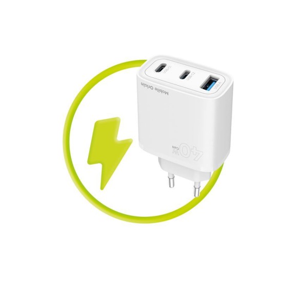 Incarcator retea Mobile Origin MO13, GaN, USB, 2x USB-C, 40W, Alb (Mobile Origin, Incarcatoare) by www.silkase.ro Incarcator retea Mobile Origin MO13, GaN, USB, 2x USB-C, 40W, Alb (Incarcatoare, FRL-GAN40W-MO13) by www.silkase.ro