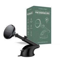 Suport auto Mobile Origin MO4, Dashboard Mount, Compatibil MagSafe, Incarcare Wireless 15W, Rotire 360 grade, Negru
